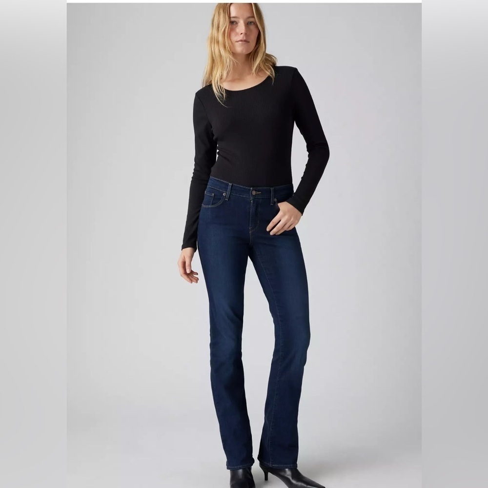 LEVIS Woman 31S Short bootcut Mid-rise blue cotton denim jean spandex boho